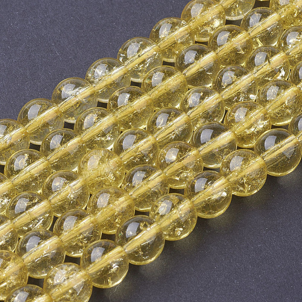 

PandaHall Citrine Beads Strands, Round, Synthetic Crystal, Dyed & Heated, 8mm, Hole: 1mm Citrine Round Gold
