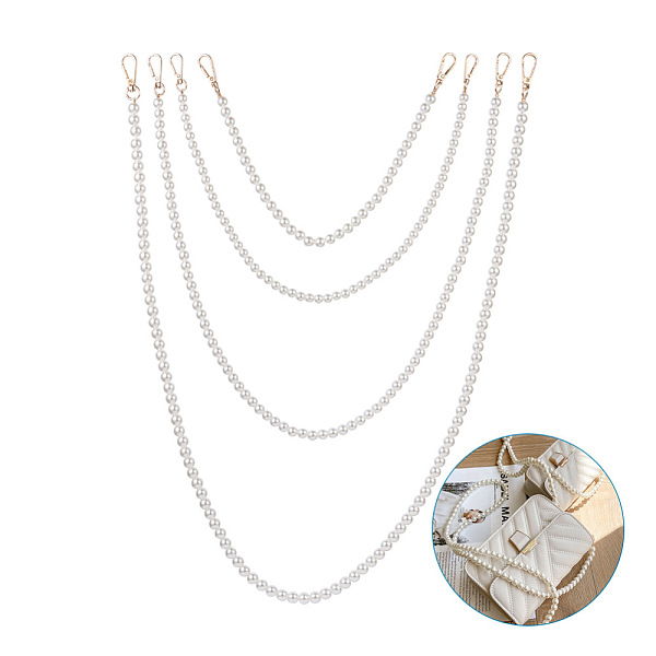 

PandaHall 8Pcs 8 Styles White Acrylic Round Beads Bag Handles, with Zinc Alloy Swivel Clasps and Steel Wire, for Bag Replacement Accessories...