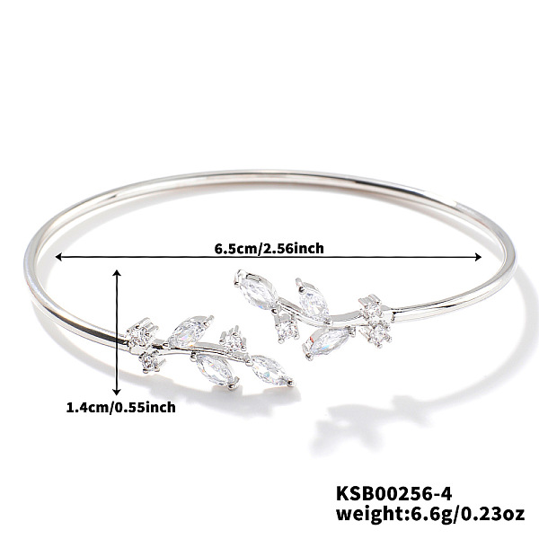 Bracelets manchettes élégants en laiton et zircone cubique pour femmes
