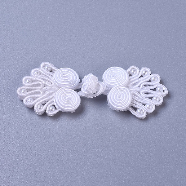 

PandaHall Handmade Chinese Frogs Knots Buttons Sets, Polyester Button, White, 19~23x65~70x5mm Polyester Others White