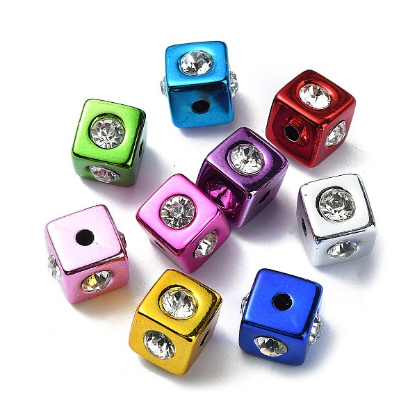 

PandaHall UV Plating Acrylic Beads, with Rhinestone, Cube, Mixed Color, 14x17x17mm, Hole: 3.7mm Acrylic Cube Multicolor
