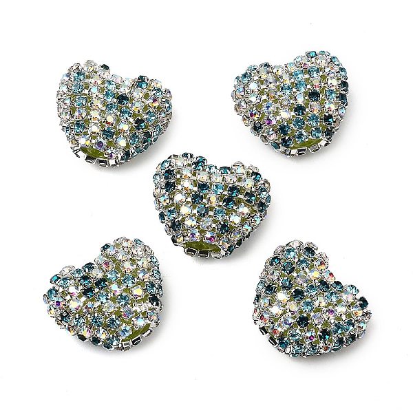 Sparkling Acrylic Heart Beads with Rhinestone Embellishment