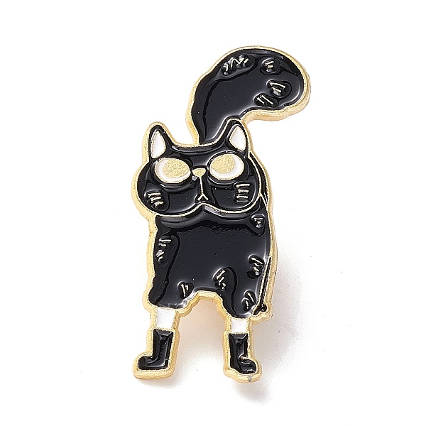 

PandaHall Cat Enamel Pin, Animal Alloy Brooch for Backpack Clothes, Light Gold, Black, 32x16x1mm Alloy+Enamel Black