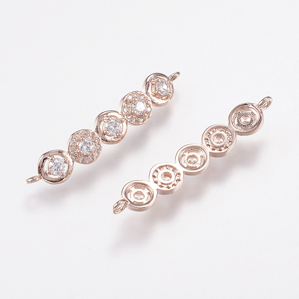 

PandaHall Brass Micro Pave Cubic Zirconia Links, Clear, Long-Lasting Plated, Lead Free & Cadmium Free, Rose Gold, 34x6x2.5mm, Hole: 1mm...