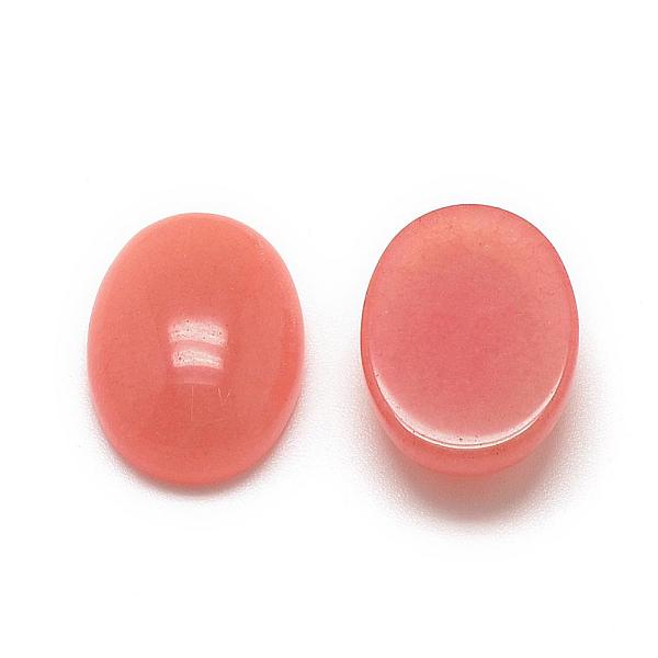

PandaHall Natural White Jade Cabochons, Dyed, Oval, Coral, 18x13x5mm White Jade Oval Red