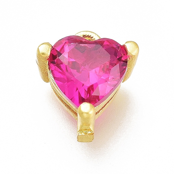 

PandaHall Brass Micro Pave Cubic Zirconia Charms, Long-Lasting Plated, Heart, Golden, Fuchsia, 7x6.5x4mm, Hole: 0.8mm Brass+Cubic Zirconia..., Pink