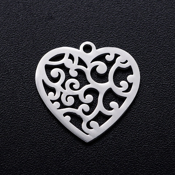 

PandaHall 304 Stainless Steel Pendants, Heart with Cirrus, Stainless Steel Color, 15.5x15.5x1mm, Hole: 1.2mm 304 Stainless Steel Heart