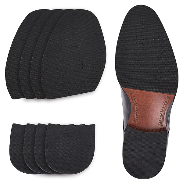 

PandaHall AHANDMAKER 4 Pairs Shoes Rubber Heels Rubber Half Sole and Heels Plates Shoe Heel Taps Heel Repair Pad Replacement Shoe Repair Top..., Black