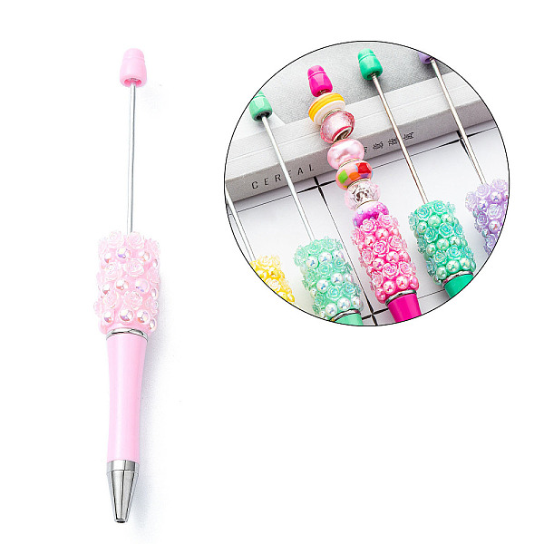 

PandaHall Plastic Beadable Pens, Ballpoint Pen, for DIY Pen Decoration, Rose, Pink, 142x17mm Plastic Pink
