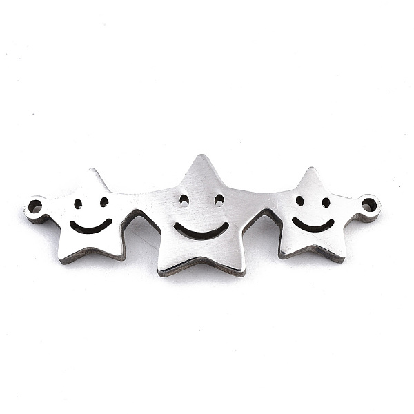 

PandaHall 304 Stainless Steel Link Connectors, Laser Cut, Star with Smiling Face, Stainless Steel Color, 11x30x1.5mm, Hole: 1mm 304...