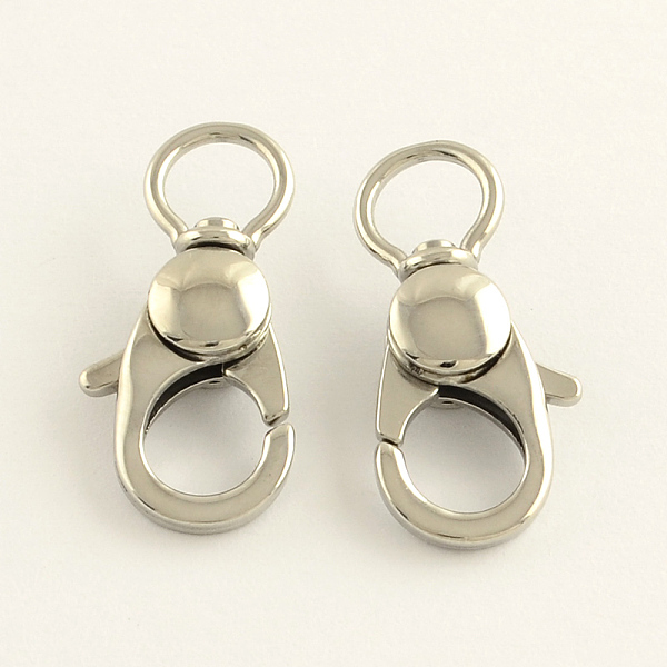 

PandaHall 304 Stainless Steel Swivel Lobster Claw Clasps, Swivel Snap Hooks, Stainless Steel Color, 25x11x6mm, Hole: 6mm 304 Stainless Steel
