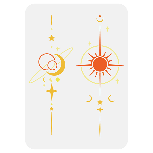 

PandaHall FINGERINSPIRE Sun Moon Star Painting Stencil 8.3x11.7" Reusable Mysterious Geometry Sun Moon Pattern Drawing Template DIY Solar...