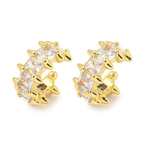 

PandaHall Brass Micro Pave Clear Cubic Zirconia Cuff Earrings, Toroidal, Real 18K Gold Plated, 16.5x8mm Brass Others Clear