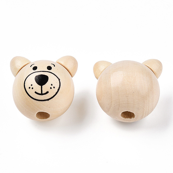 

PandaHall Natural Wooden Beads, Bear, Navajo White, 27x26.5~28x23.5~25.5mm, Hole: 5mm Wood Bear