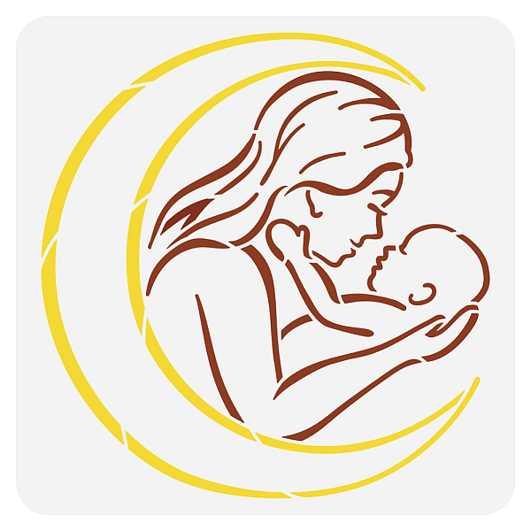 

PandaHall FINGERINSPIRE Mother's Day Painting Stencil 11.8x11.8inch Reusable Mother Holds Baby and Moon Pattern Drawing Template DIY...