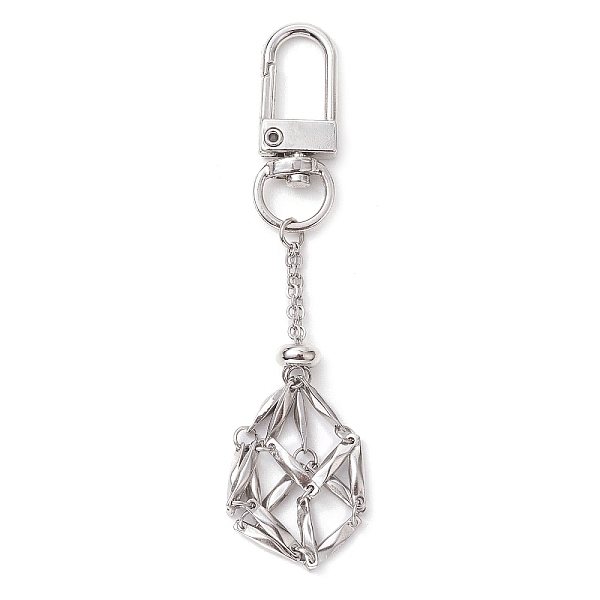 

PandaHall 304 Stainless Steel Empty Stone Holder Chain Pouch Pendant Decorations, with Alloy Swivel Clasps, Stainless Steel Color, 91mm 304...