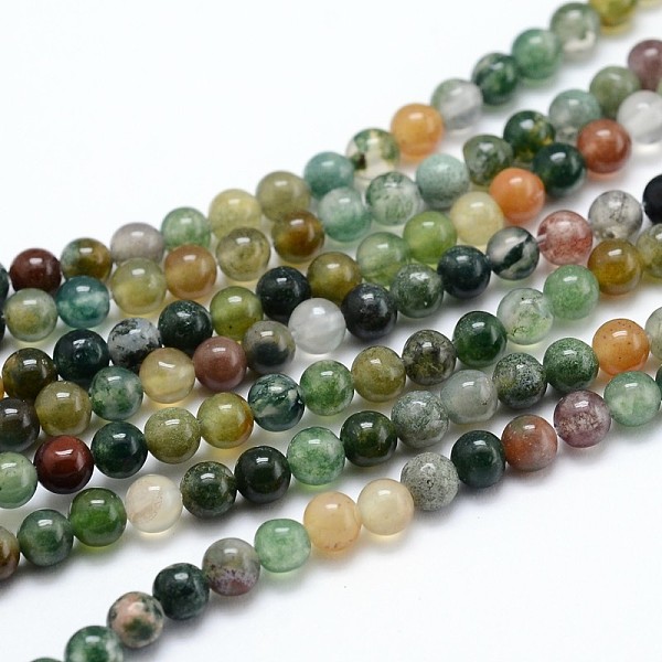 

PandaHall Natural Indian Agate Round Beads Strands, 4mm, Hole: 1mm, about 106pcs/strand, 15.35 inch Indian Agate Round