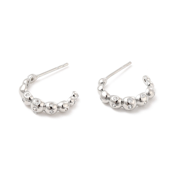 

PandaHall Clear Cubic Zirconia Beaded C-shape Stud Earrings, Brass Half Hoop Earrings for Women, Cadmium Free & Lead Free, Platinum...