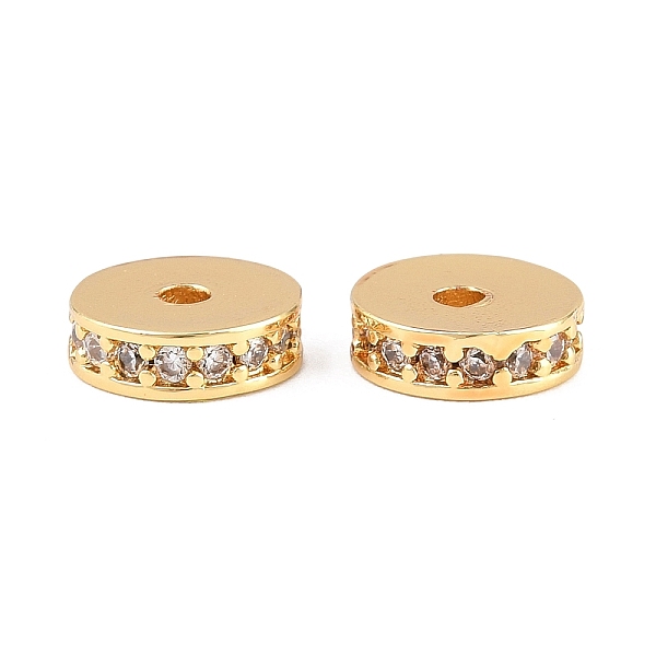 Brass Micro Pave Clear Cubic Zirconia Beads