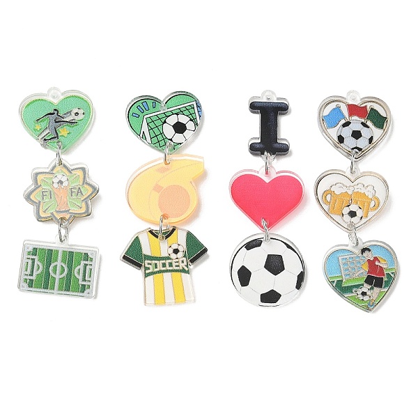 サッカーボール柄のアクリル製大型ペンダント