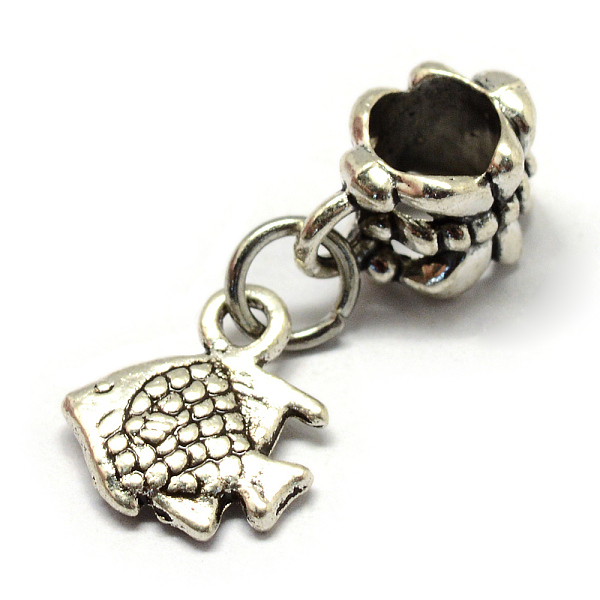 

PandaHall Alloy European Dangle Charms, Tibetan Style, Large Hole Pendants, Fish, Antique Silver, 23mm, Hole: 4.5mm Alloy Fish