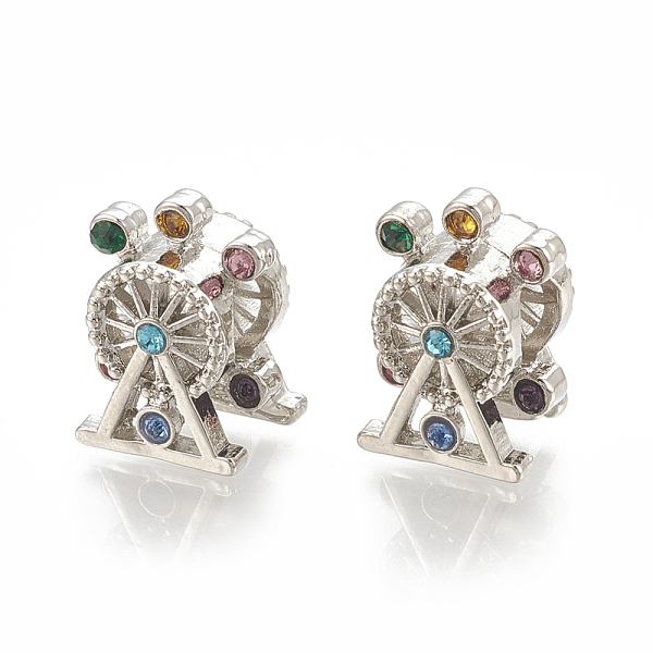

PandaHall Alloy European Beads, Large Hole Beads, with Rhinestone, Ferris Wheel, Colorful, Platinum, 15x11.5x10.5mm, Hole: 5mm..., Multicolor