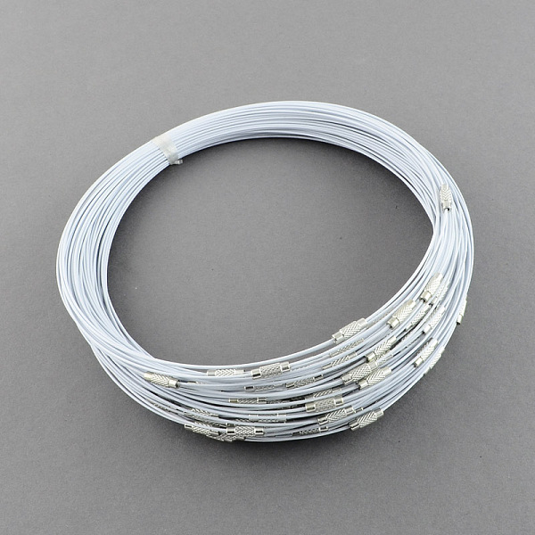 

PandaHall Stainless Steel Wire Necklace Cord DIY Jewelry Making, with Brass Screw Clasp, Gainsboro, 17.52 inch(44.5cm), 1mm, Inner Diameter..., Gray