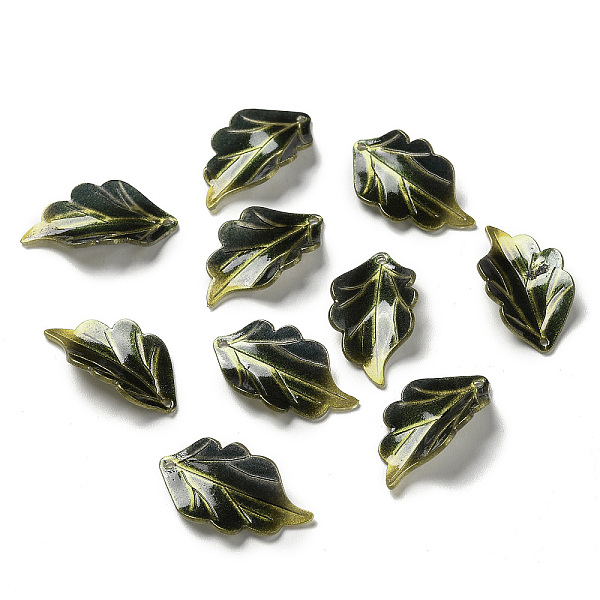 

PandaHall Acrylic Pendants, Leaf, Dark Green, 26~27x15x3~4mm, Hole: 1~1.4mm Acrylic Leaf