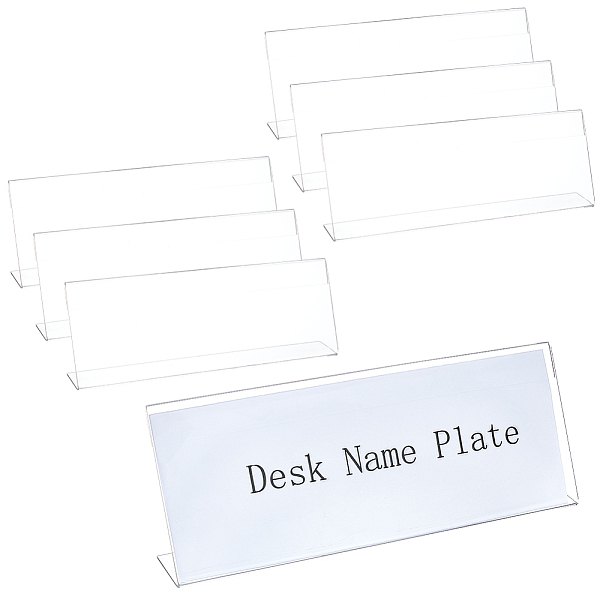 

PandaHall BENECREAT 6PCS Acrylic Office Name Plates with Protective Film 2x11x4inch L Shape Clear Desk Sign Holder for Office, School...