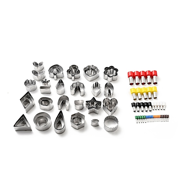 

PandaHall 430 Stainless Steel Clay Earring Cutters Set, with Hole Puncher, Bakeware Tools, DIY Clay Accessories, Mixed Shape, Heart/Flat...