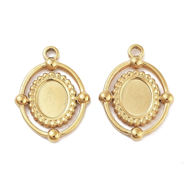 

PandaHall 304 Stainless Steel Pendant Cabochon Settings, Oval, Golden, Tray: 8x6mm, 21.5x16x2.5mm, Hole: 1.8mm 304 Stainless Steel Oval