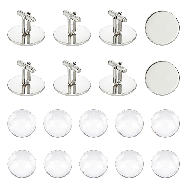 

PandaHall Unicraftale Blank Dome Cufflinks Making Kit, Including 304 Stainless Steel Cuff Button, Glass Cabochons, Stainless Steel Color...