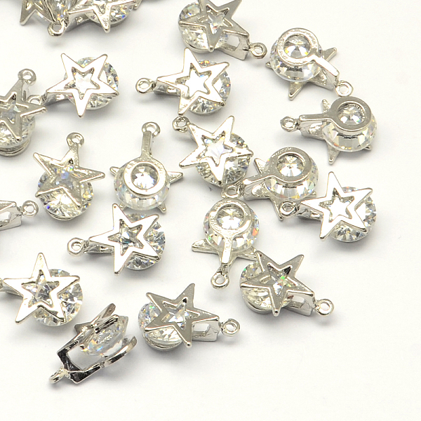 

PandaHall Star Alloy Charms, with Cubic Zirconia, Platinum, 14x10x6mm, Hole: 1mm Cubic Zirconia Star