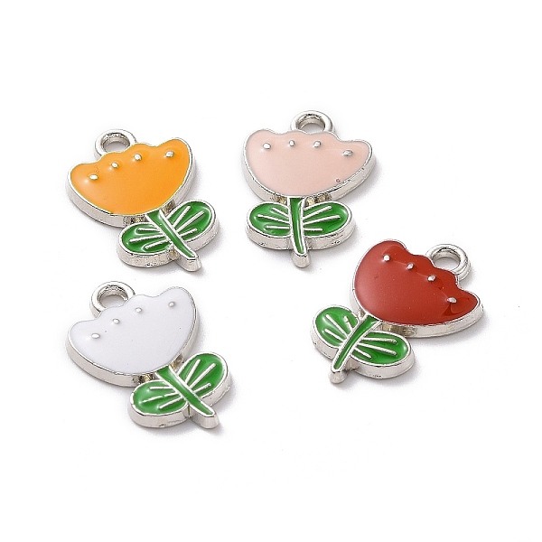 

PandaHall Alloy Enamel Pendants, Tulip, Mixed Color, Platinum, 19x12x2mm, Hole: 1.8mm Alloy+Enamel Flower Multicolor