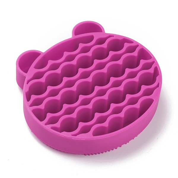 

PandaHall Silicone Makeup Cleaning Brush Scrubber Mat Portable Washing Tool, Double Duty, Bear Shape, Medium Violet Red, 10.4x11x2.5cm...