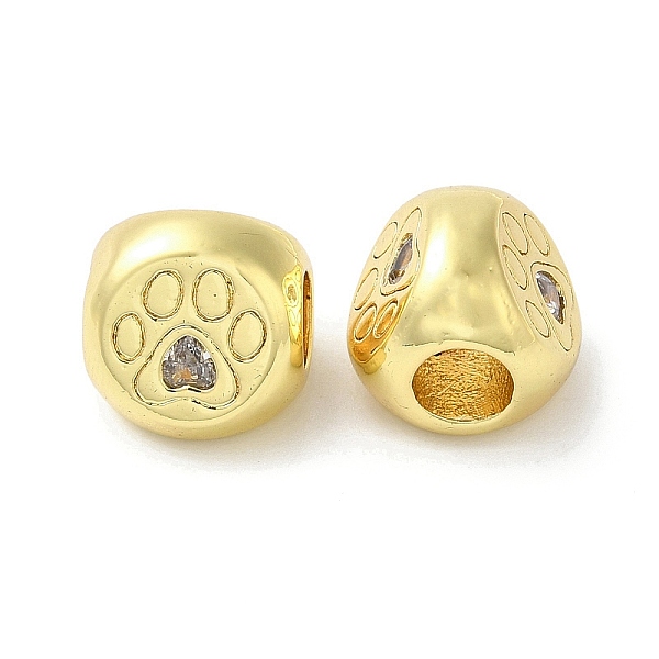 

PandaHall Rack Plating Brass Micro Pave Cubic Zirconia European Beads, Long-Lasting Plated, Lead Free & Cadmium Free, Bean, Real 18K Gold..., Clear