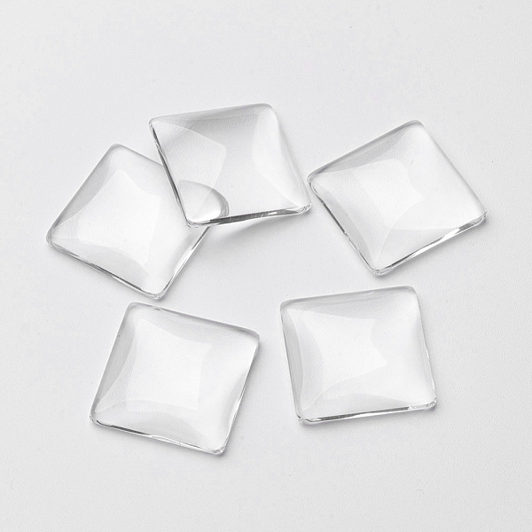

PandaHall Transparent Glass Square Cabochons, Clear, 20x20x5~6mm Glass Square Clear
