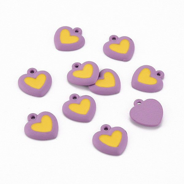 

PandaHall Spray Painted Alloy Enamel Charms, Cadmium Free & Lead Free, Heart, Dark Orchid, 14x13x2.5mm, Hole: 1.2mm Alloy Heart
