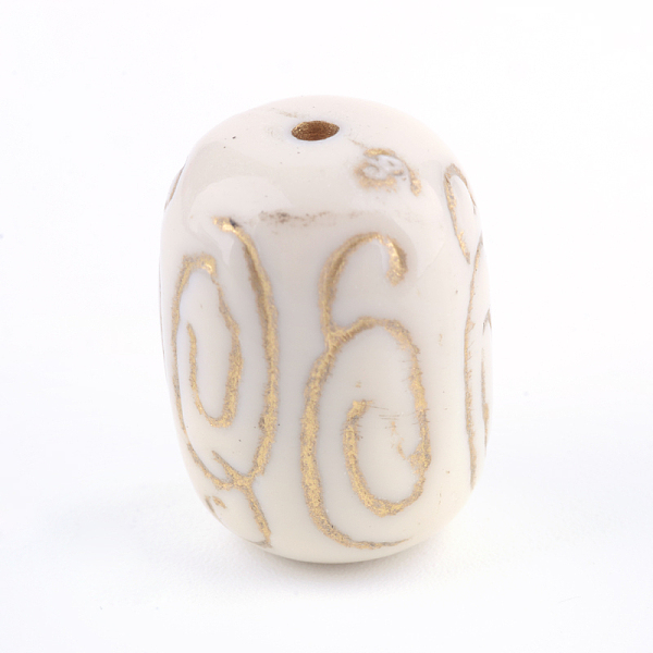 

PandaHall Column Plating Acrylic Beads, Golden Metal Enlaced, Beige, 18.5x14mm, Hole: 1.5mm, about 205pcs/500g Acrylic Column Yellow