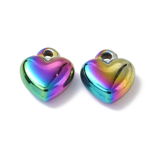 

PandaHall Ion Plating(IP) 304 Stainless Steel Charms, Heart Charm, Rainbow Color, 12.5x11x4.5mm, Hole: 1.6mm 304 Stainless Steel Heart
