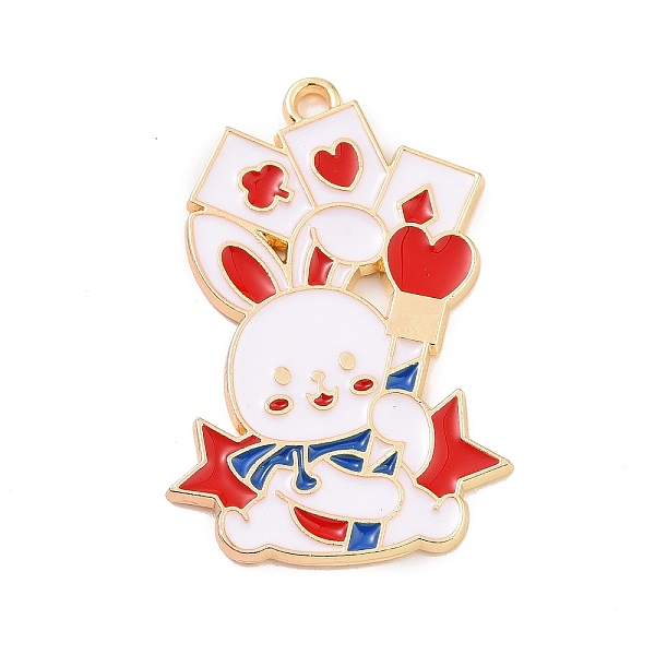 

PandaHall Alloy Enamel Pendants, Golden, Rabbit with Playing Cards Charm, Red, 33x22x1.5mm, Hole: 2mm Alloy+Enamel Rabbit Pink