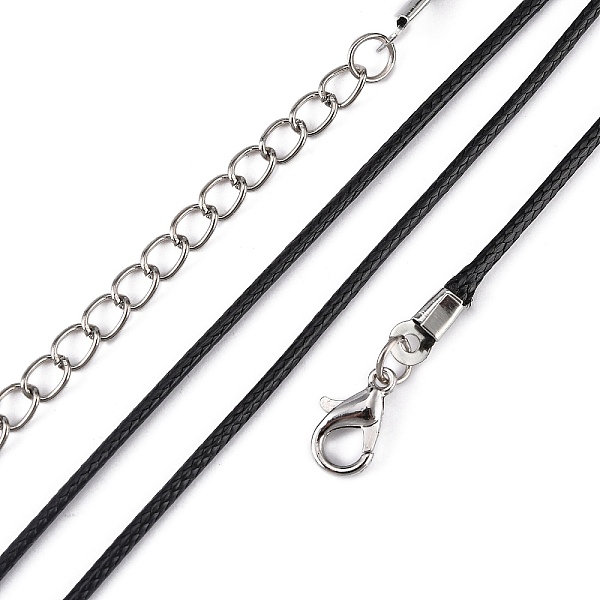 

PandaHall Korean Waxed Polyester Cord Necklace Making, with Alloy Lobster Clasps and Iron Chain Extender, Black, 18.1 inch, 1.5mm Waxed...