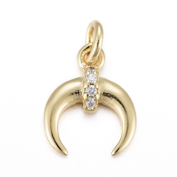 

PandaHall Brass Micro Pave Clear Cubic Zirconia Charms, with Jump Rings, Moon, Real 18K Gold Plated, 10.5x8.4x2.2mm, Jump Ring: 4x0.7mm...