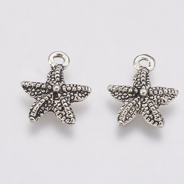 

PandaHall Tibetan Style Alloy Charms, Starfish/Sea Stars, Cadmium Free & Lead Free, Antique Silver, 15x12x2.5mm, Hole: 1.5mm, about...