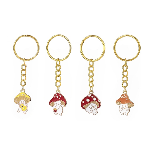 

PandaHall 4Pcs 4 Styles Alloy Enamel Pendants Mushroom Character Keychain, with Iron Split Key Rings, Mixed Color, 72~76mm, 1pc/style Alloy..., Multicolor