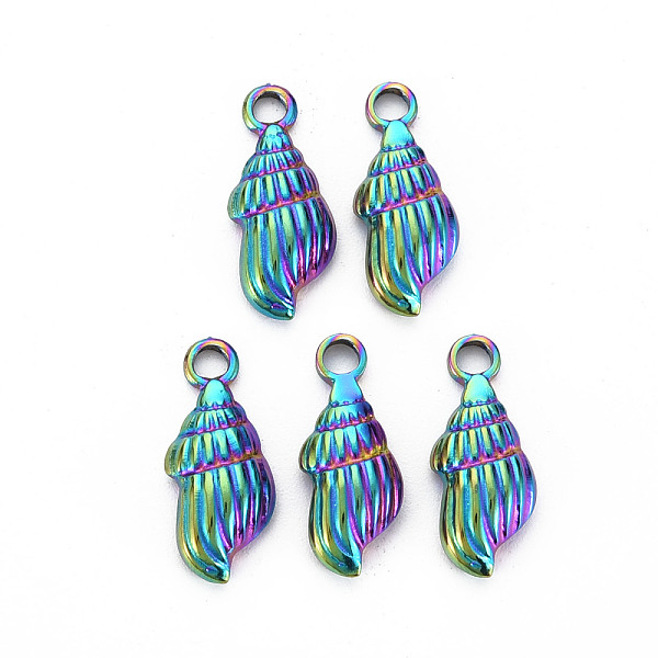 

PandaHall 201 Stainless Steel Shell Pendants, Conch, Rainbow Color, 18x7.5x3.5mm, Hole: 2mm 201 Stainless Steel Shell Shape