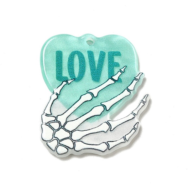 

PandaHall Acrylic Pendants, Skull Hand Theme Charms, Skeleton Hand, 30x25.5x2.7mm, Hole: 1.8mm Acrylic Skeleton