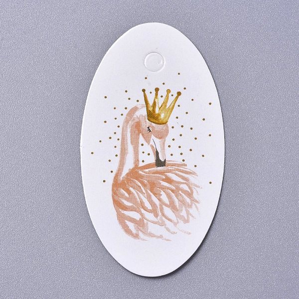 PandaHall Paper Gift Tags, Hange Tags, For Arts and Crafts, For Wedding/Valentine's Day/Thanksgiving, Oval with Swan, Colorful...