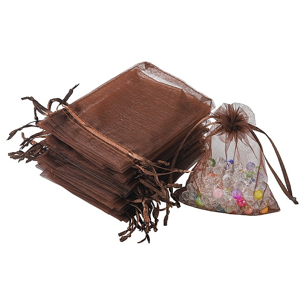 

PandaHall Organza Bags Jewellery Storage Pouches, Wedding Favour Party Mesh Drawstring Gift Bags, Chocolate, 12x9cm Organza Rectangle Brown