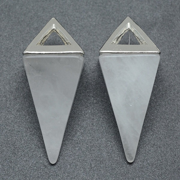 

PandaHall Natural Quartz Crystal Pendants, Rock Crystal Pendants, with Alloy Findings, Triangle, Platinum, 34x14x14.5mm, Hole: 4x6mm Quartz...